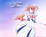  arms_behind_back brown_hair jason_(kaiten_kussaku_kikou) lyrical_nanoha magical_girl mahou_shoujo_lyrical_nanoha raising_heart short_hair solo takamachi_nanoha 