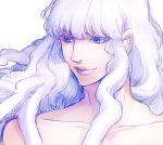  androgynous berserk blue_eyes eyelashes griffith kshirota lips male solo trap wavy_hair white_hair 