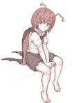  antennae barefoot cape highres kuro_suto_sukii short_hair shorts sitting sketch skirt smile solo toes touhou wriggle_nightbug 