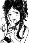  black_hair bracelet finger_in_mouth jewelry monochrome mouth_hold n_(pokemon) no_hat no_headwear pokemon pokemon_(game) pokemon_bw saliva shigeru sketch sweat touko_(pokemon) vest 