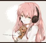  1girl blue_eyes bust character_name headphones lowres megurine_luka naniiro-san open_mouth pink_hair solo vocaloid 