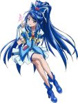  blue blue_hair butterfly crossed_legs cure_aqua high_heels kawamura_toshie legs_crossed long_hair minazuki_karen official_art precure shoes sitting solo yes!_precure_5 