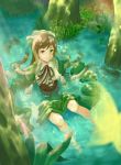  brown_hair butterfly dress forest from_above green green_dress heterochromia kusunoki_(waccabell) nature rozen_maiden solo suiseiseki water wet wet_clothes 