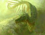  creature dinosaur feathers green no_humans nurikabe_(mictlan-tecuhtli) original red_eyes scales sharp_teeth tail 