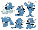  bath bluekomadori closed_eyes creature creatures_(company) full_body game_freak gen_7_pokemon multiple_views music musical_note nintendo no_humans pokemon pokemon_(creature) popplio simple_background singing spoken_musical_note white_background 