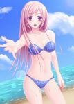  absurdres beach bikini highres long_hair minazuki_ryou original pink_eyes pink_hair swimsuit 