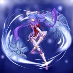  blue_hair corset dance_princess_of_the_ice_barrier duel_monster scarf short_twintails twintails usoutsuki weapon yu-gi-oh! yuu-gi-ou 