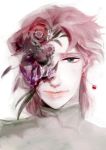  earrings flower green_eyes jewelry jojo_no_kimyou_na_bouken kakyouin_noriaki male pink_hair satuma solo 