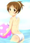  ass ball beachball bikini brown_eyes brown_hair highres hirasawa_ui k-on! nangokushirokuma ponytail short_hair smile swimsuit 