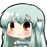  blush character_request fire_emblem green_hair long_hair lowres ninian rebecca_(keinelove) red_eyes smile 