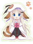  blonde_hair blue_eyes cape dog_ears fang hat kureno little_busters!! long_hair noumi_kudryavka school_uniform tail tail_wagging thigh-highs thighhighs 