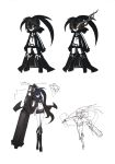  belt bikini_top black_rock_shooter black_rock_shooter_(character) blue_eyes boots chain chains coat gloves glowing glowing_eyes highres huke knee_boots midriff navel scar short_shorts shorts solo twintails weapon 