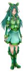  1girl absurdres adapted_costume adult akimoto_komachi alternate_hairstyle breasts butterfly cure_mint dissonance dress earrings elbow_gloves gloves green_dress green_eyes green_hair highres jewelry leci long_hair magical_girl precure solo transparent_background vcr yes!_precure_5 