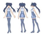  1girl aino_yumeri blue_eyes blue_hair long_hair looking_at_viewer profile simple_background smile solo thigh-highs turnaround twintails white_background 