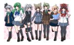  alternate_costume bag black_legwear blonde_hair blue_eyes blush braid breasts brown_eyes brown_hair cardigan detached_sleeves digital_media_player frog_hair_ornament green_eyes green_hair grey_hair hair_ornament hair_tubes hakurei_reimu hinaco jacket kirisame_marisa kochiya_sanae konpaku_youmu long_hair mononobe_no_futo multiple_girls necktie no_hat no_headwear notebook open_mouth pantyhose ponytail red_eyes school_uniform short_hair silver_hair skirt smile socks soga_no_tojiko ten_desires touhou toyosatomimi_no_miko vest yellow_eyes 