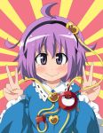  ahegao ahoge blush double_v komeiji_satori masara purple_eyes purple_hair solo tears third_eye touhou v violet_eyes 