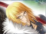  blonde_hair glasses male sword tatsunami_ittousai yellow_eyes yo-jin-bo 