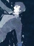  1boy blue emiya_kiritsugu falling fate/zero fate_(series) imsgi monochrome necktie solo underwater 