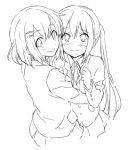  blush hirasawa_yui hug k-on! looking_at_viewer lowres multiple_girls nakano_azusa picocopi school_uniform smile 