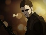  adam_jensen armor beard blade brown_hair cyberpunk cyborg dagreenpillow deus_ex deus_ex:_human_revolution facial_hair male science_fiction solo sunglasses video_game 