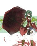  green_hair kazami_yuuka loxodon overskirt red_eyes shorts showgirl_skirt smile solo touhou umbrella 