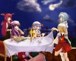  alternate_hair_color blonde_hair book bow braid cake candle capelet chair closed_eyes cloud clouds cup demon_wings drinking eyes_closed flandre_scarlet food grin hair_bow hat hat_ribbon head_wings highres hong_meiling izayoi_sakuya kettle koakuma kutama long_hair long_sleeves maid maid_headdress moon multiple_girls night open_mouth panties patchouli_knowledge pointy_ears puffy_sleeves purple_eyes purple_hair red_eyes red_hair redhead remilia_scarlet ribbon short_hair short_sleeves side_ponytail silver_hair sky sleeping smile star table tea teacup touhou twin_braids underwear very_long_hair violet_eyes white_panties wings wrist_cuffs yellow_eyes 