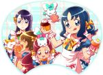  :3 :q :t apron blue_eyes blue_hair brown_hair cake chypre_(heartcatch_precure!) closed_eyes coffret_(heartcatch_precure!) eating eyes_closed food food_on_face glasses hanasaki_tsubomi heartcatch_precure! highres itsuki_(otsugei) kurumi_erika long_hair multiple_girls myoudouin_itsuki potpourri_(heartcatch_precure!) precure purple_eyes purple_hair red_eyes red_hair redhead short_hair tongue tsukikage_yuri twintails violet_eyes 