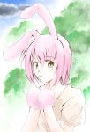  animal_ears bunny_ears charat_sieles eternal_melody green_eyes jason_(kaiten_kussaku_kikou) pink_hair rabbit_ears short_hair smile solo 