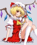  ascot blonde_hair crystal fang flandre_scarlet hat open_mouth puffy_sleeves red_eyes sgtxiaoxin short_sleeves side-tail side_ponytail solo touhou wings wrist_cuffs 