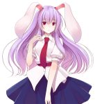  animal_ears bunny_ears crote highres long_hair necktie pink_hair puffy_sleeves rabbit_ears red_eyes reisen_udongein_inaba short_sleeves solo standing touhou transparent_background very_long_hair 