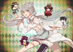  checkered chibi hat highres luo_tianyi silver_hair thigh-highs thighhighs vocaloid 