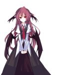  arm_garter bat_wings bow dress_shirt expressionless head_wings koakuma long_hair looking_at_viewer low_wings loxodon messy_hair necktie red_eyes red_hair red_ribbon redhead ribbon shirt skirt solo touhou transparent_background untucked v_arms very_long_hair vest white_shirt wings 