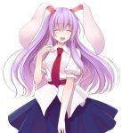  animal_ears bunny_ears closed_eyes crote eyes_closed highres long_hair necktie open_mouth pink_hair puffy_sleeves rabbit_ears reisen_udongein_inaba short_sleeves solo standing touhou transparent_background very_long_hair 