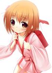  backpack bag blush character_request child female highres nene_(oda_nobuna_no_yabou) oda_nobuna_no_yabou orange_eyes orange_hair randoseru school_bag short_hair simple_background smile solo tanakahazime white_background 