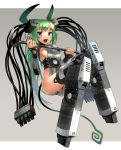  animal_ears breasts bunny_ears cable crowbar fan fangs green_eyes green_hair gtx_690 horns katahira_masashi nvidia original personification rabbit_ears sideboob solo tail video_card 