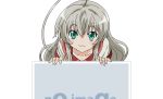  :3 close grey_hair green_eyes haiyore!_nyaruko-san mugen_ouka nyaruko white 