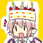  cake chibi food hat mystia_lorelei object_on_head pastry pink_hair short_hair solo touhou wings yamabuki_(yusuraume) 