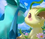  blush garou-zuki glaceon kiss leafeon no_humans pokemon pokemon_(creature) 