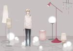  axis_powers_hetalia blonde_hair casual kimura_daisuke lamp norway_(hetalia) off_shoulder short_hair socks solo standing sweater 