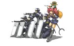  blue_eyes cosplay green_eyes green_hair gun h&amp;k_mp5 hat highres jitte junkei lupin_iii onozuka_komachi police red_hair redhead riot_shield shield shikieiki_yamaxanadu short_hair submachine_gun touhou twintails weapon zenigata_kouichi zenigata_kouichi_(cosplay) 