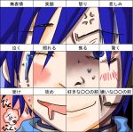  blue_hair blush chart face headset heart just_as_planned kaito male sabuibo_maru saliva scarf sweat tears translated translation_request vocaloid 