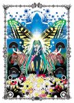 airplane aqua_hair butterfly_wings closed_eyes corioli flower formal hatsune_miku long_hair necktie saihate_(vocaloid) smile solo speaker suit twintails very_long_hair vocaloid wings zebra 