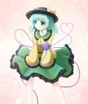  akagaminanoka bow fuuen_(akagaminanoka) green_eyes green_hair hat heart heart_of_string highres komeiji_koishi ribbon skirt touhou 