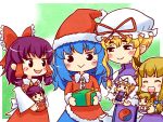  christmas doll gift hakurei_reimu hinanawi_tenshi ibuki_suika santa_costume touhou tsuutenkaaku yakumo_yukari 