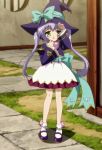  green_eyes hat hat_ribbon highres houtou koihime_musou loli long_hair purple_hair ribbon screencap stitched twintails witch_hat 