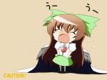  chibi hair_ribbon hasewox long_hair reiuji_utsuho ribbon tears touhou wings 