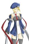   beret blazblue blonde_hair girl green_eyes gun noel_vermillion novemdecuple short_hair  