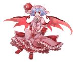  bat_wings blue_hair chachi_(azuzu) hat highres red_eyes remilia_scarlet short_hair solo touhou transparent_background wings 