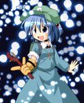  backpack bag blue_eyes blue_hair blush gloves hair_bobbles hair_ornament hat ichidai_taisa kawashiro_nitori key open_mouth short_twintails sleeves_rolled_up solo touhou twintails wrench 
