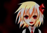  1girl blonde_hair blood fangs looking_at_viewer open_mouth red_eyes rumia short_hair smile solo touhou tyata-maru 